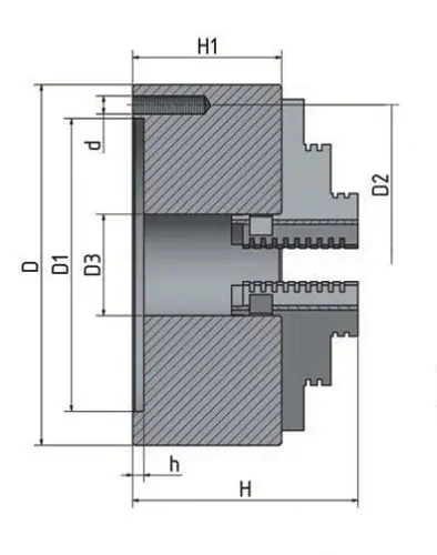 4-čelisťové sklíčidlo s centrickým upínáním Ø 80 mm (K12-80)