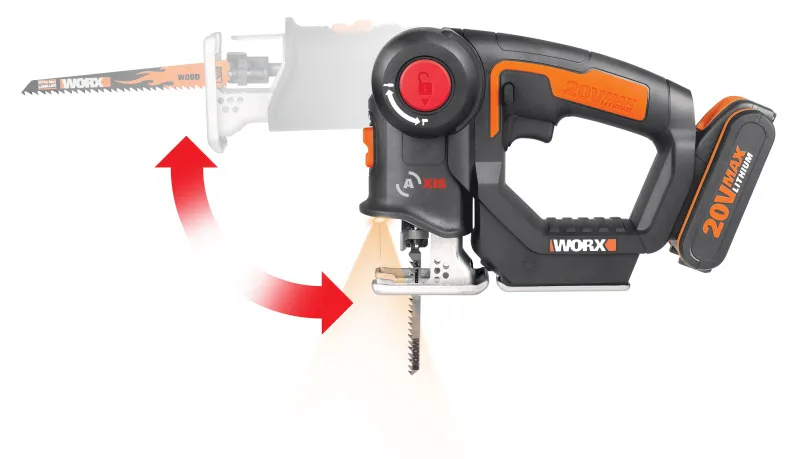 WORX WX550 - Aku dvojkombinace - ocaska + přímočará pila, 1x2.0Ah - Powershare