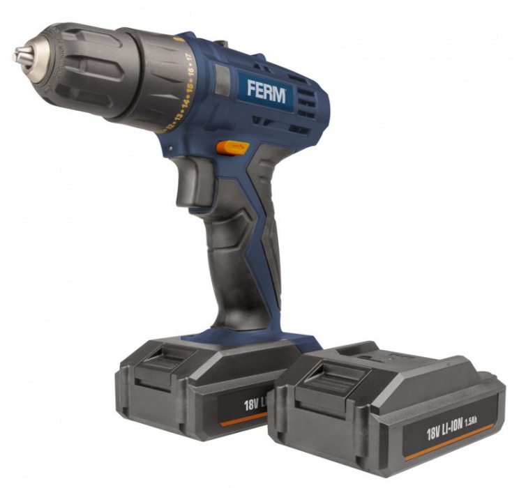 FERM CDM1120 - Aku Li-ion vrtačka 18V - 1,5Ah - 2 baterie