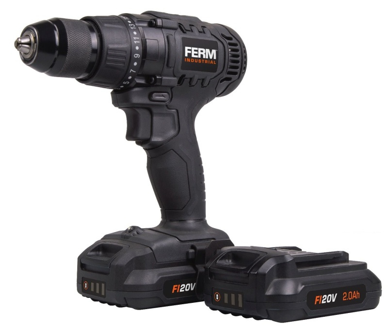 FERM CDM1141P - Aku vrtačka Li-ion 20V - 2.0Ah - 2 baterie