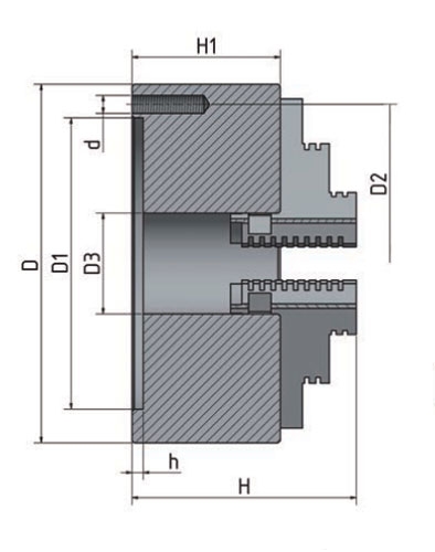 4-čelisťové sklíčidlo s centrickým upínáním Ø 160 mm