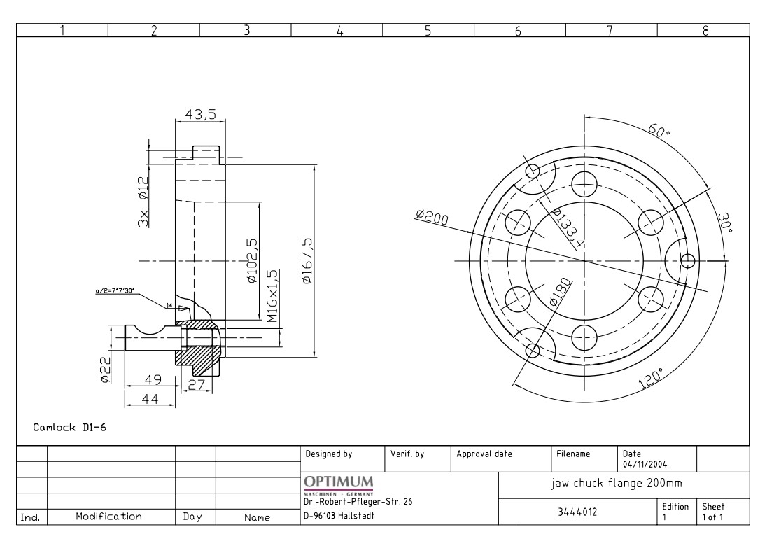 Příruba Ø 200 mm Camlock 6