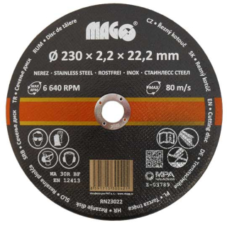 Řezný kotouč na nerez 230x2,2x22,2mm (DOPRODEJ)